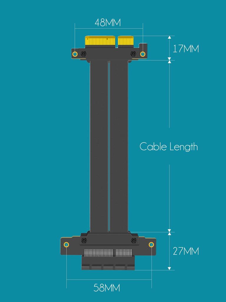 GLOTRENDS 200mm PCIe 4.0 X4 Riser Cable - for M.2, WiFi, Firewire, USB, Sound Cards, and More