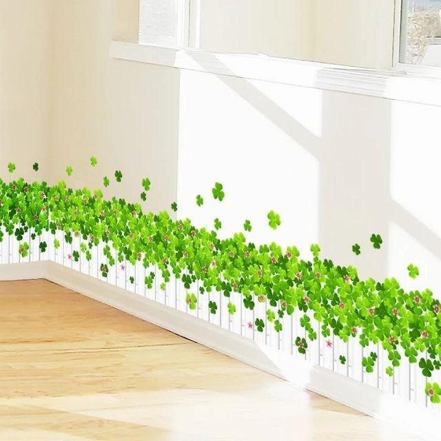 XH3021 Green Clover Grille Bedroom Living Room Background Decoration Removable Stickers