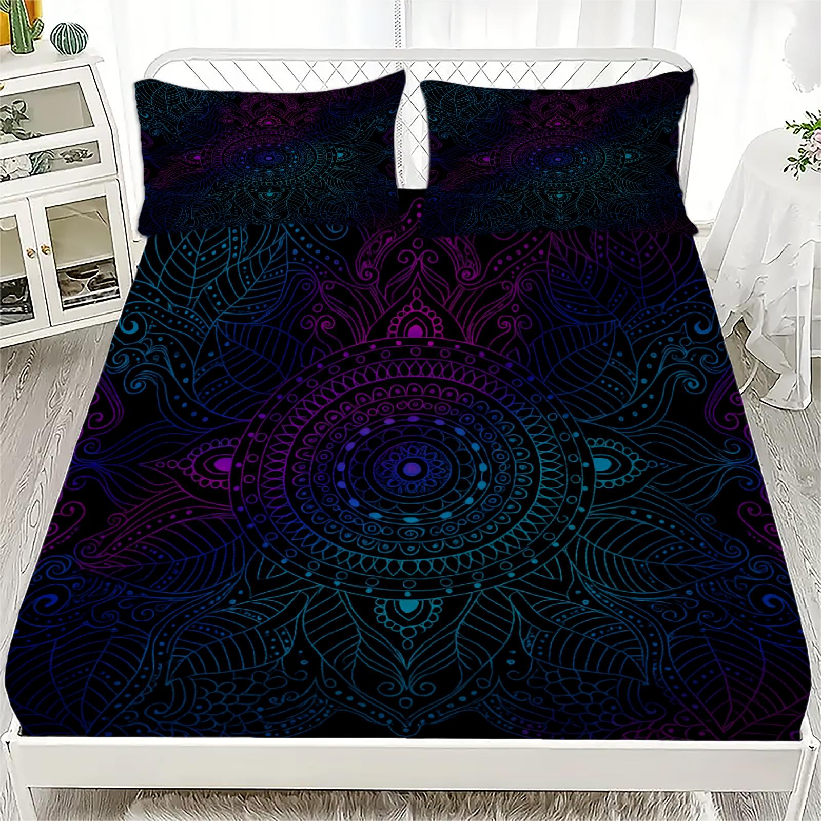 

3pcs Fitted Sheet Bohemian Dreamcatcher Set 100% Polyester Mattress Covers Cozy Bedding Set Gift Bedroom Decoration 2 Pillowcase Twin99x190x25cm