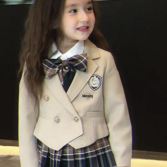British Academy Style Girls' JK Uniform Three-Piece Set: Autumn/Spring Pleated Skirt & Fashionable Clothes