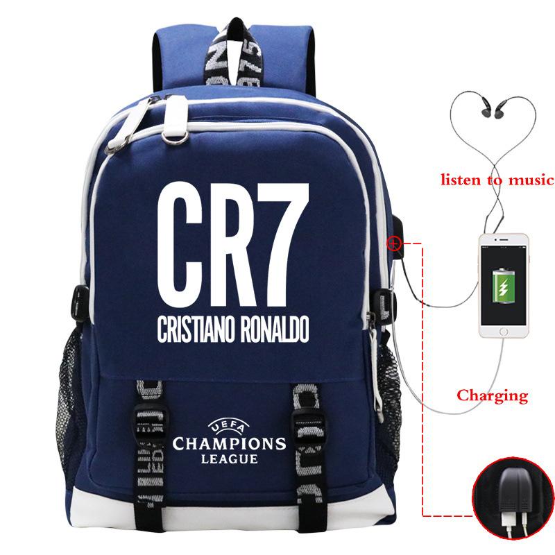 Football Player C Luo'S Peripheral Printed Primary And Secondary School Students Backpack Large-Capacity Leisure Travel Bag