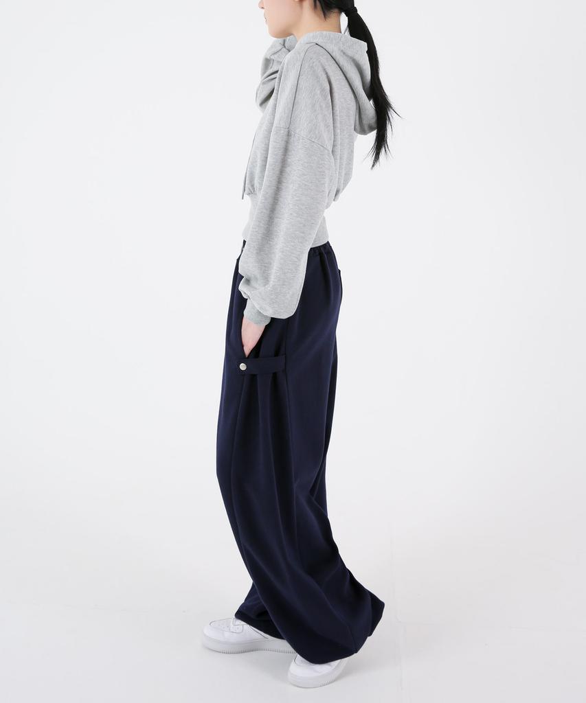 UMM Women'S Snap Button Wide Balloon Sweatpants Navy
