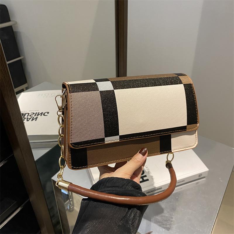 Trendy Fashion Contrast Color Small Square Bag For Women Stylish Summer Handbag