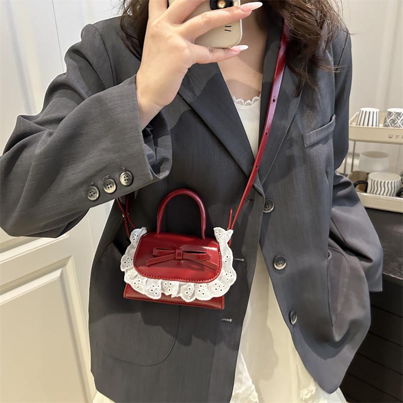 Style Lace Handbag For Women With Pu Material Small Square Bag For Casual Daily Use