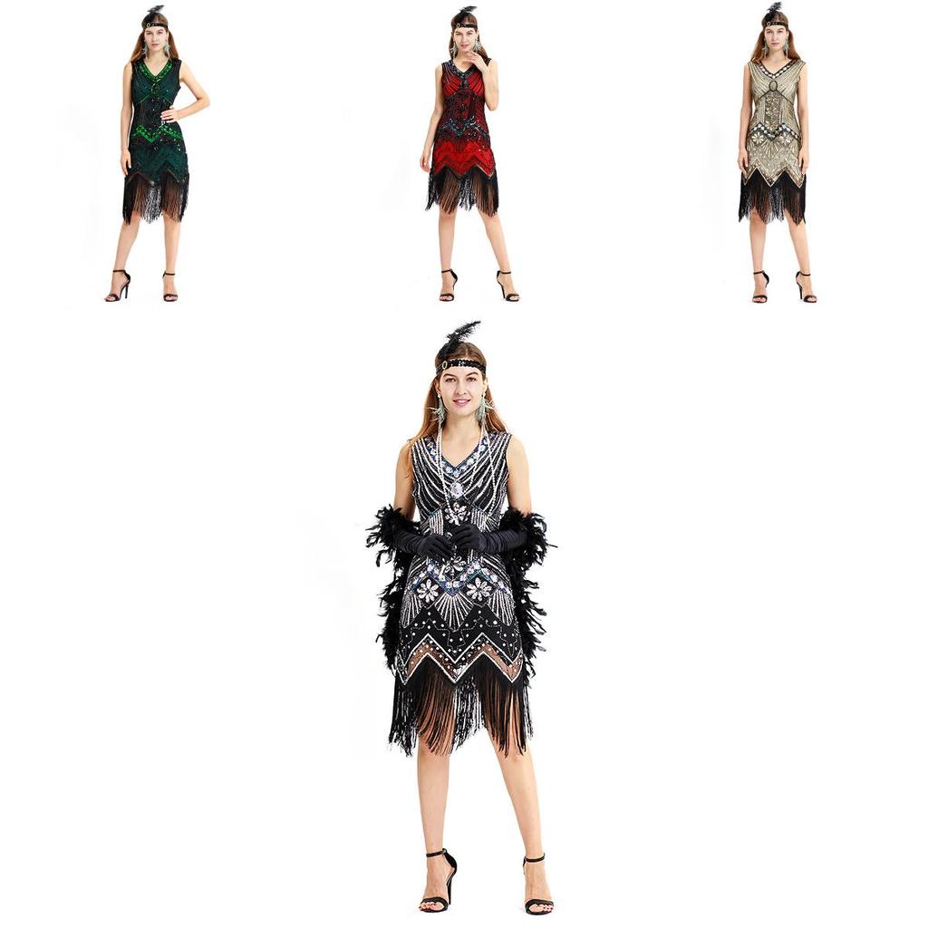 Elegant Gatsby Flapper Beaded Vintage Fringe Sequin Sleeveless Women Party Dresses For Timeless Style