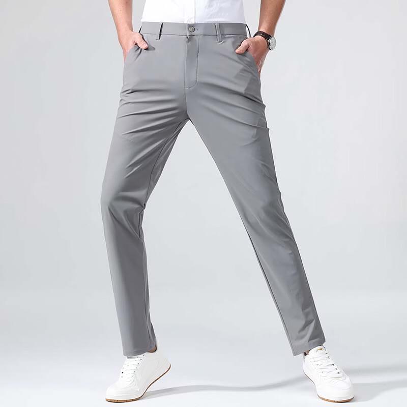 Hengyuanxiang Men's Stretch Straight-Leg Business Casual Trousers