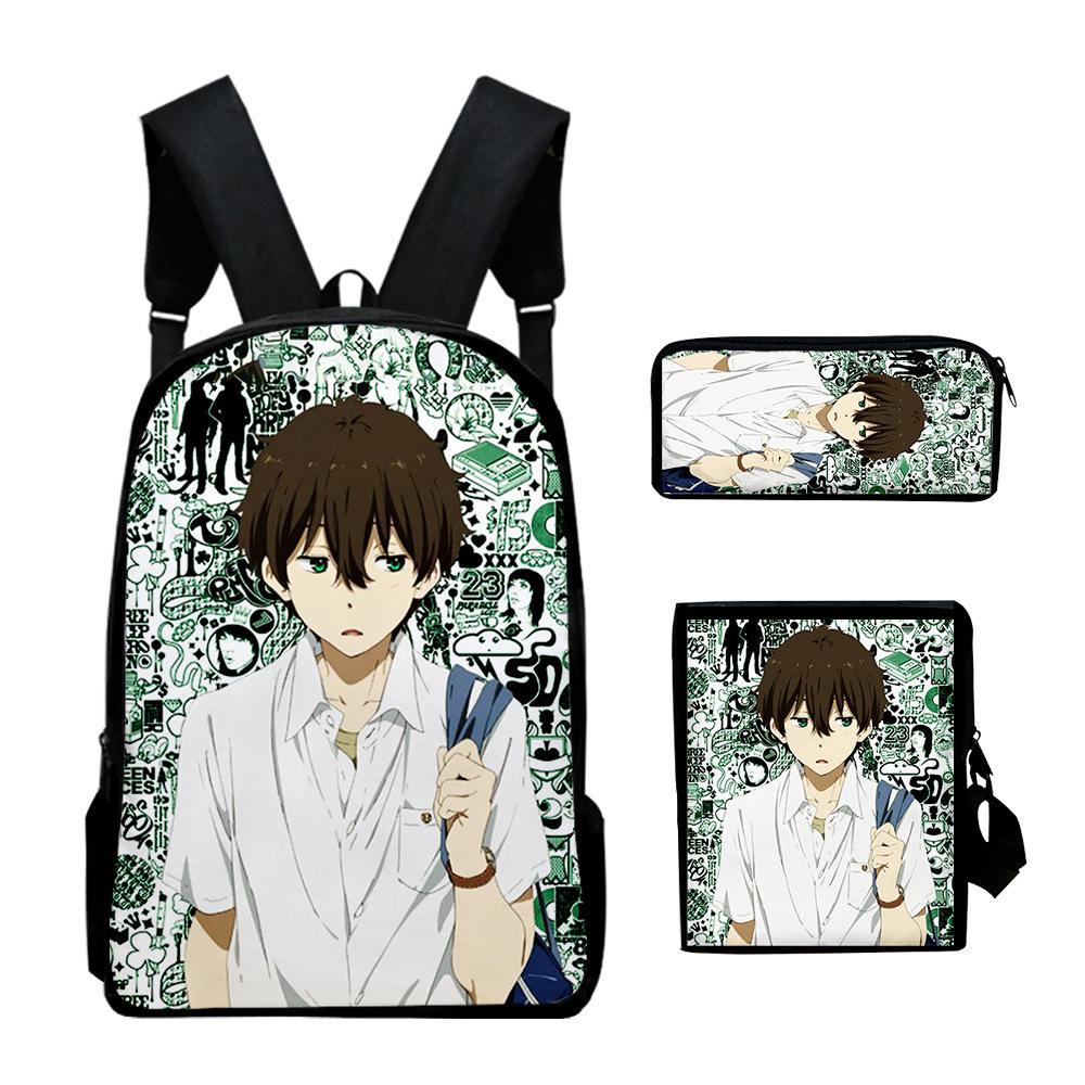 Timeless Unique Cool Danmachi 3D Design 3pcs/Set pupil Learner Bags Everyday Laptop Rucksack Backpack Sling Carry Tote Pencil Pouch