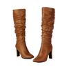 Women's High-heeled Boots Autumn and Winter New Simple Temperament Solid Color Large Size Versatile Medium Boots