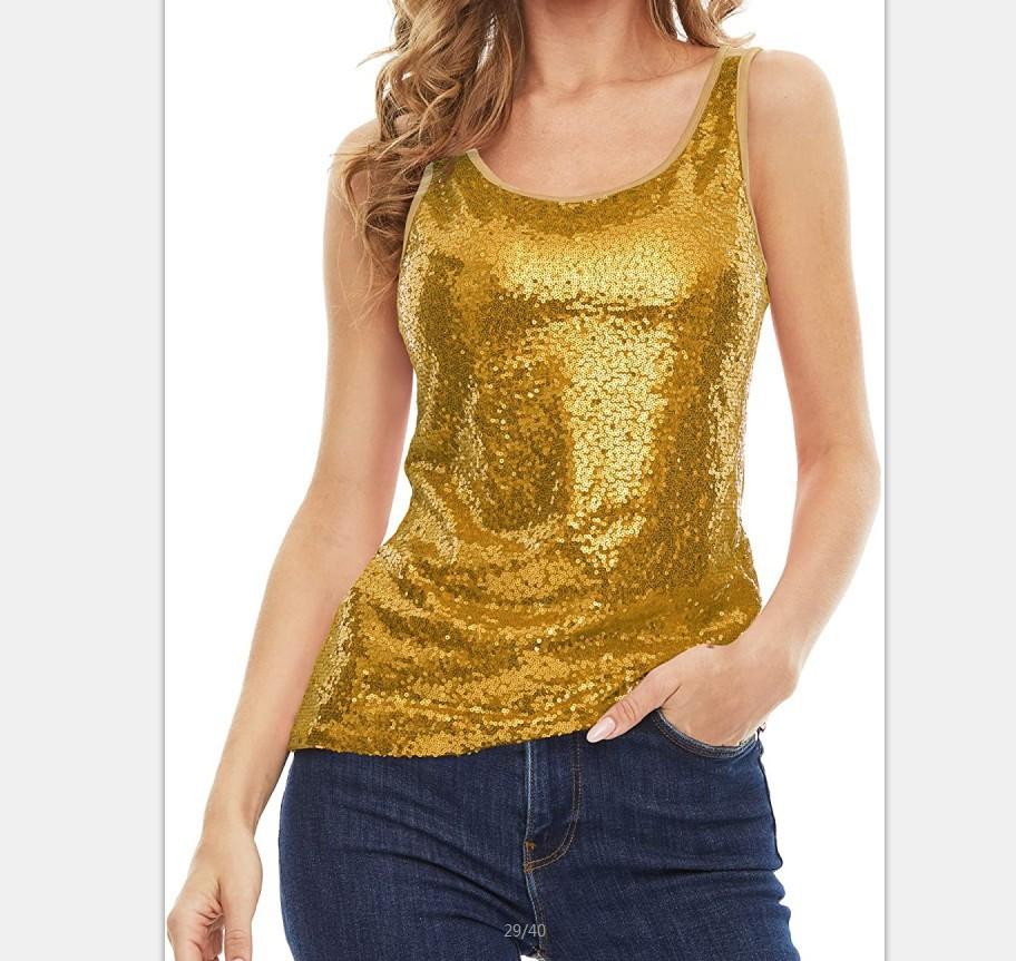 Women's Shine Sequins Decorative Vest Waist Type