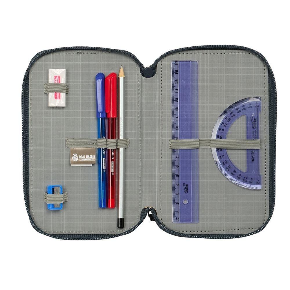 Real Madrid pencil case with equipment triple filled pencil case 37 pcs 412554857 multicolor