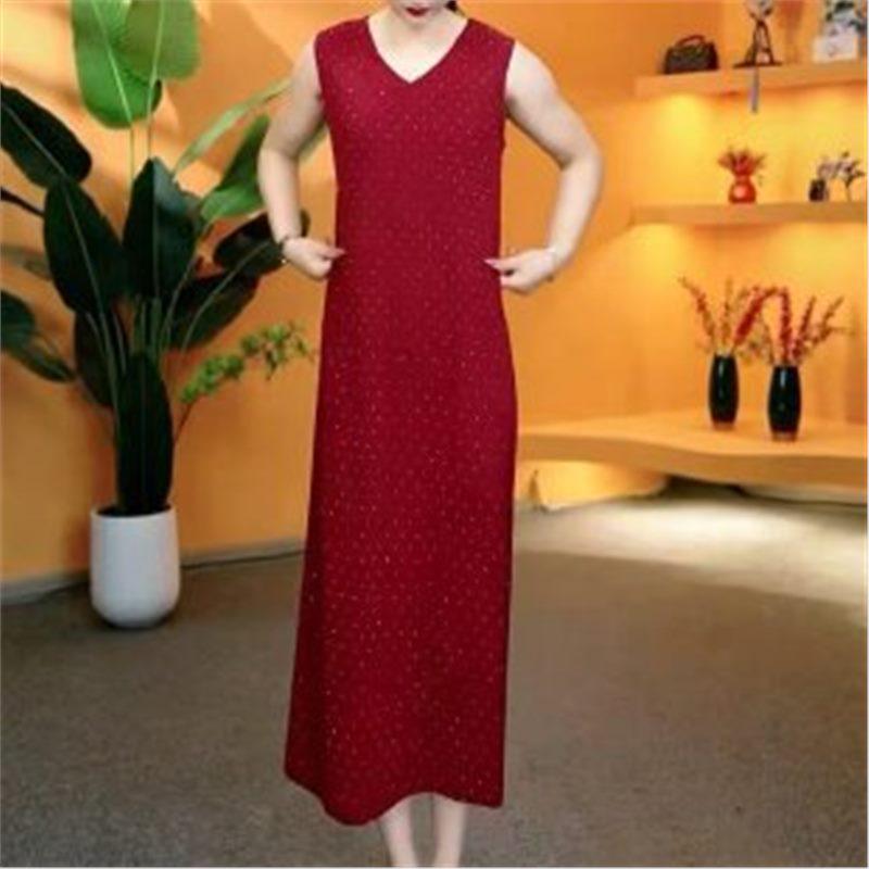 

2026 Summer Women s Loose Sleeveless Long Dress 2XL 55-60 kg вино красного