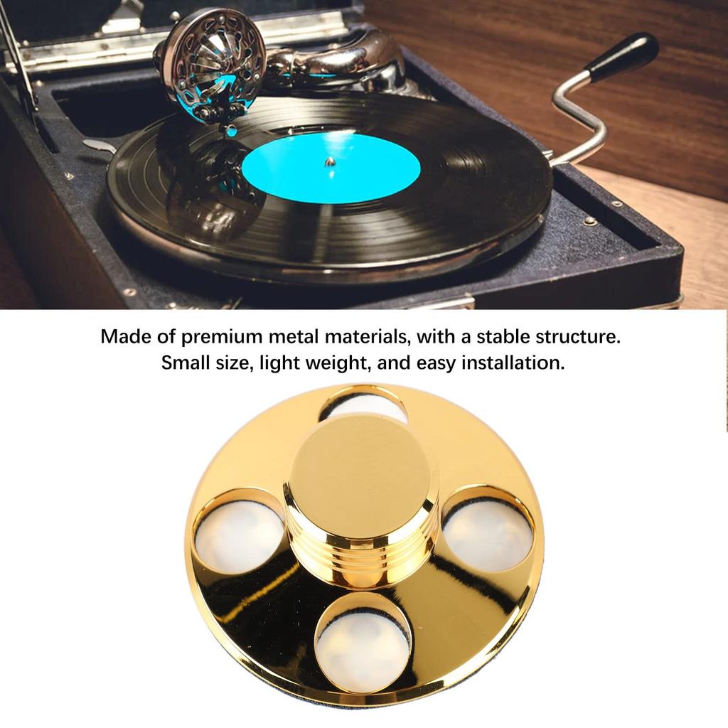 Gold Record Weight Stabilizer for Vinyl Turntables, Metal Record Disc Replacement, Gramophone