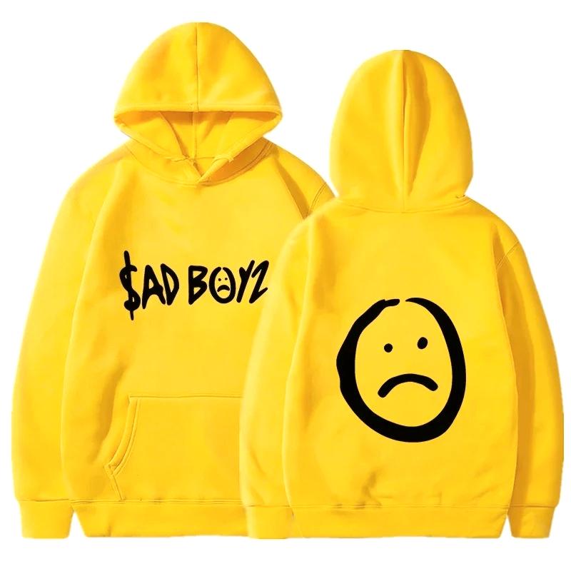 Sad Boyz Printed Hoodie Sad Face Long Sleeve Streetwear Women Hooded Autumn Winter Sweatshirt Clothing