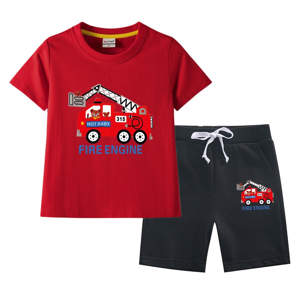 Boys' Summer 2023 Loose Short-Sleeve Shorts Two-Piece Set for Kids