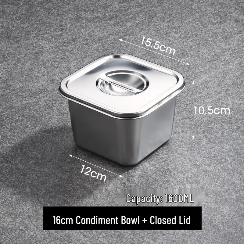 Stainless Steel Seasoning Jar with Lid - Square Kitchen Storage for Spice, Jam, Oil, or Fruit Pulp.