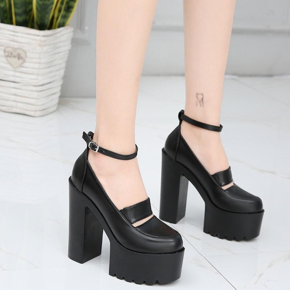 Fashion White 14cm Thick Heels Hate Sky-high Heels Wedding Shoes Women's Waterproof Platform Single Shoe Runway Model Runway Shoes