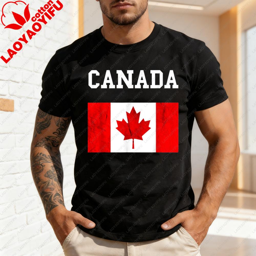 Canadian Flag Maple Leaf Canadian Flag Tee Shortsleeved Graphic Tops Men Clothes Oneck High Quality Cotton T Shirt S
