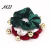 Winter Hair Accessories for Sweaters Christmas Velvet Scrunchies with Bells, Elastic Ties Holiday Party Decorations Women Girls, Retro Ponytail