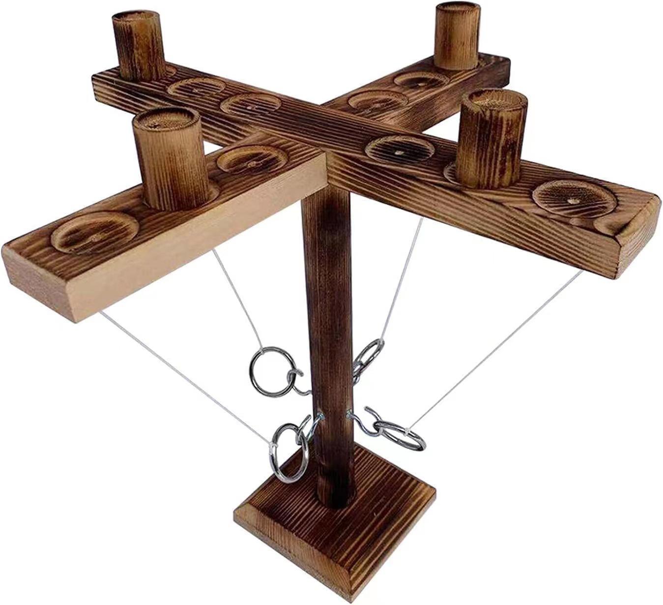 

Portable Wooden Ring Toss Game Set Drinking Game For Family Party Outdoor Bar Kids And Adults
