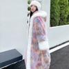 Dream Color Eco-friendly Fur Long Loose Fitting Chinese Antique Colored Fur Coat Women's Toka Coat Hooded Cloak