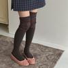 Bubble-pile Knee-high Socks Trendy Girls' Anti-slip Ribbed Solid Color Boneless Long Stockings