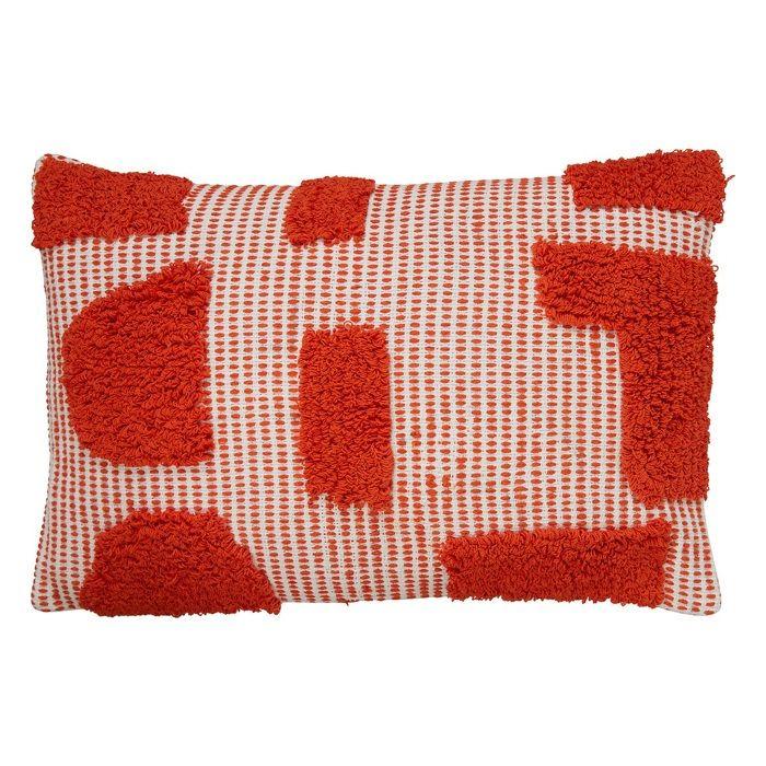 Coussin - Poppys - 38 X 58 Cm - Coton - Déhoussable - Orange