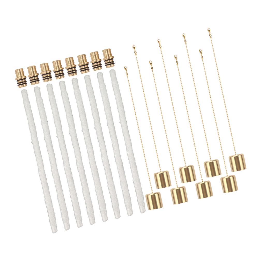 8Pack Wine Bottle Torch Kit Long Life Torch Wicks Brass Torch Wick Holders Caps Wine Bottle Torch