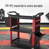 Three-Layer Multi-Functional Hand Push Cart for Auto Detailing and Car Wash Storage.