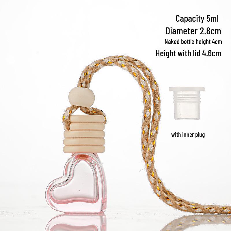 Gradient Car Air Freshener Glass Pendant, Transparent Aroma Diffuser Bottle, Empty for Fragrance 