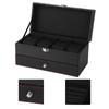Svart kolfiber PU Smyckesförvaringsfodral 22,2 * 11 * 11,2 cm Klockbox Snygg Armbandsbox För Kvinnor