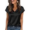 Summer, Satin Complexion, V-neck, Shirt Collar, Women's, Short Sleeved, Top, Women's Clothing