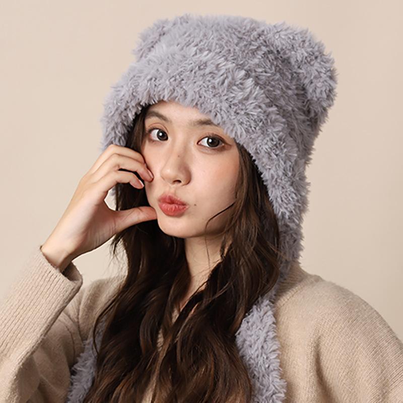 Furry plush hat women s 2025 new bucket hat winter women s cold hat winter wool hat basin hat One size