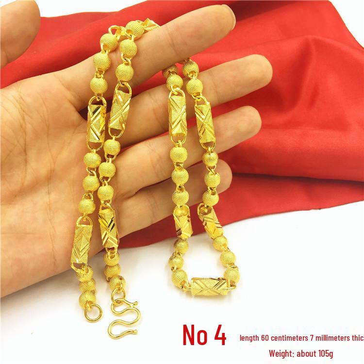 Men's Double Dragon Head Necklace: Non-fading Brass with Thick Gold Plating, Vietnamese Sand Gold Jewelry.