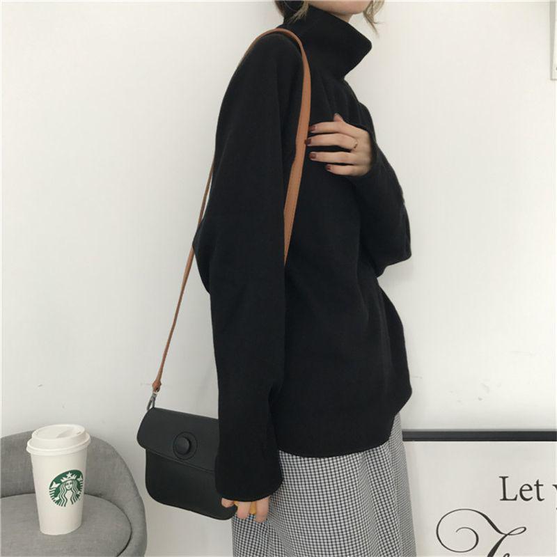 Women's Half-High Neck Fleece T-Shirt - Brushed, Warm, Loose Fit for Autumn/Winter.