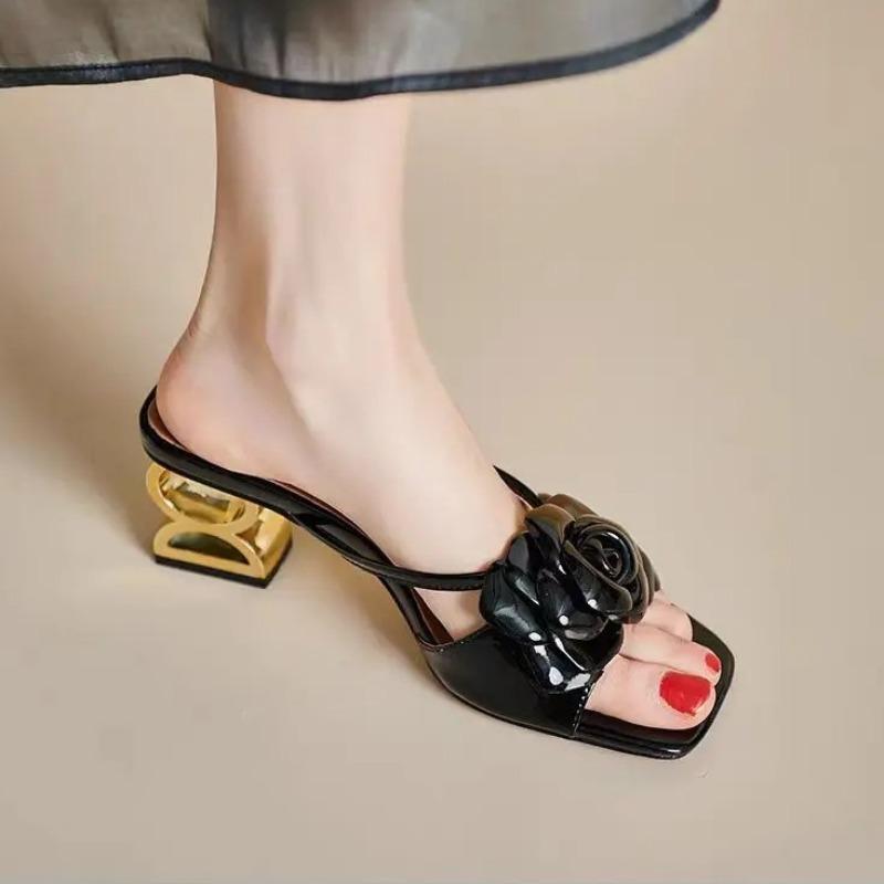 Fashion Luxury Womens Shoes 2025 Summer Fashion Women's Sandals Flowers Dress Party Wedding Female Sandals Shoes Slippers Big Size 34-42