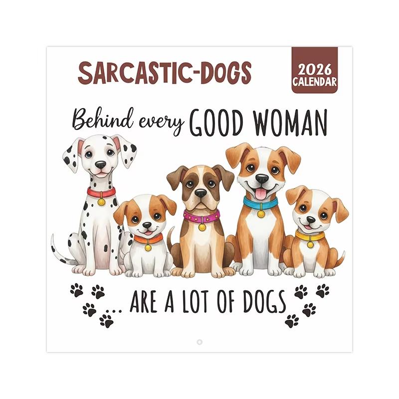 2026 SarcasticDogs Calendar with Funny Dog-Themed Illustrations Wall-Mounted Monthly Planner Ideal for Home or Office Decor