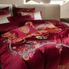 Svetanya Embroidery Bedding Set Wedding Red Cotton Queen King Size Linens (thin Thick Sheet Pillowcase Duvet Cover) Underwear