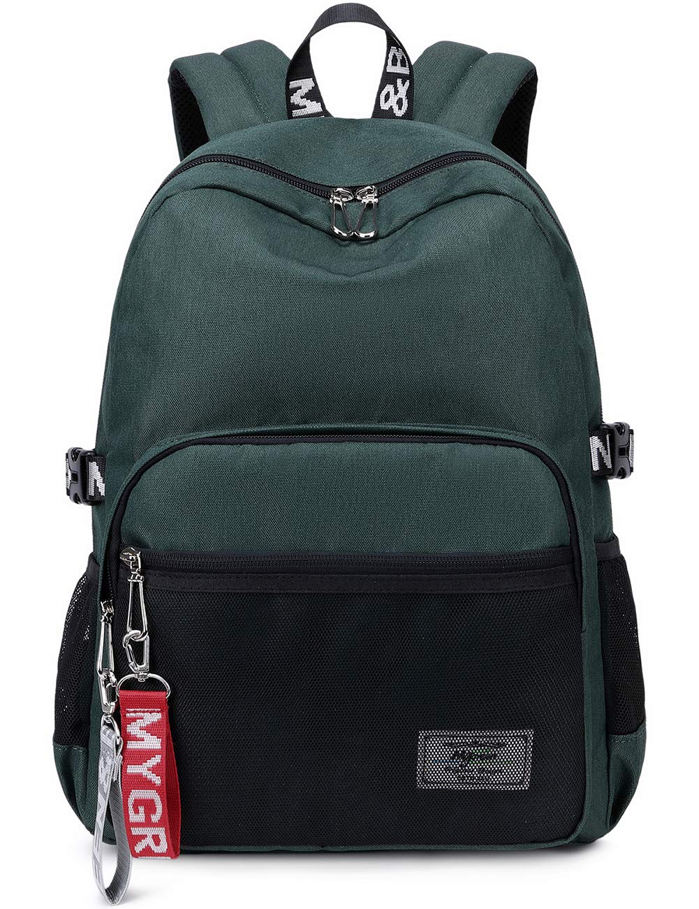 

Mygreen Lightweight Backpack for Elementary School Students, Travel, and Field Trips, 18L, Water-Repellent (Dark Green)