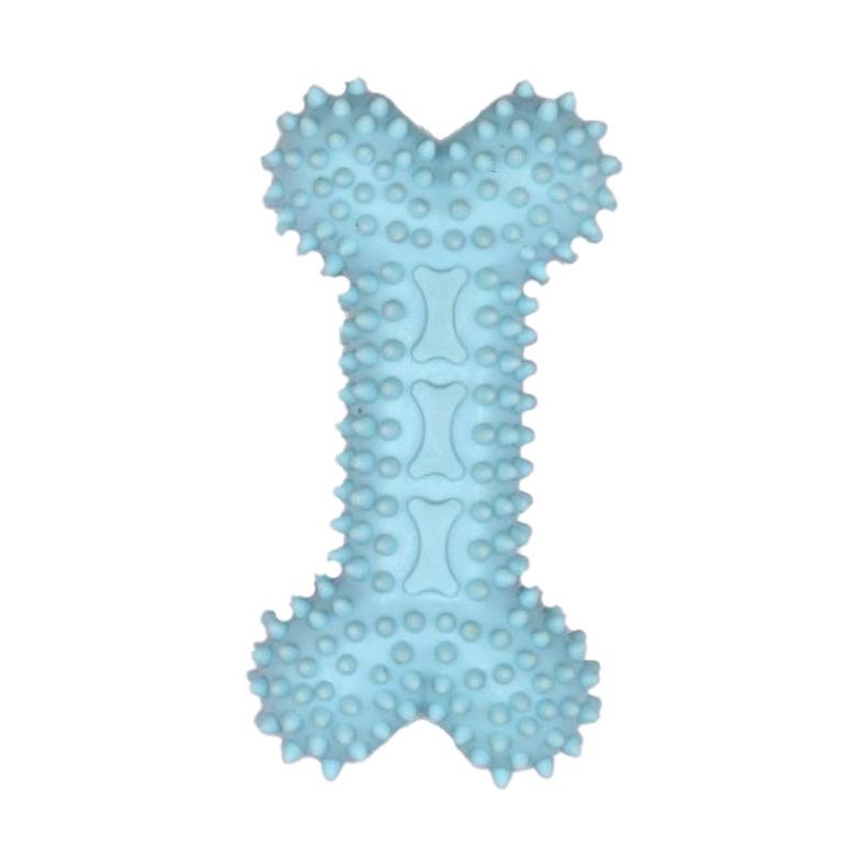 Spiky Bone-Shaped TPR Chew Toy for Pets синий