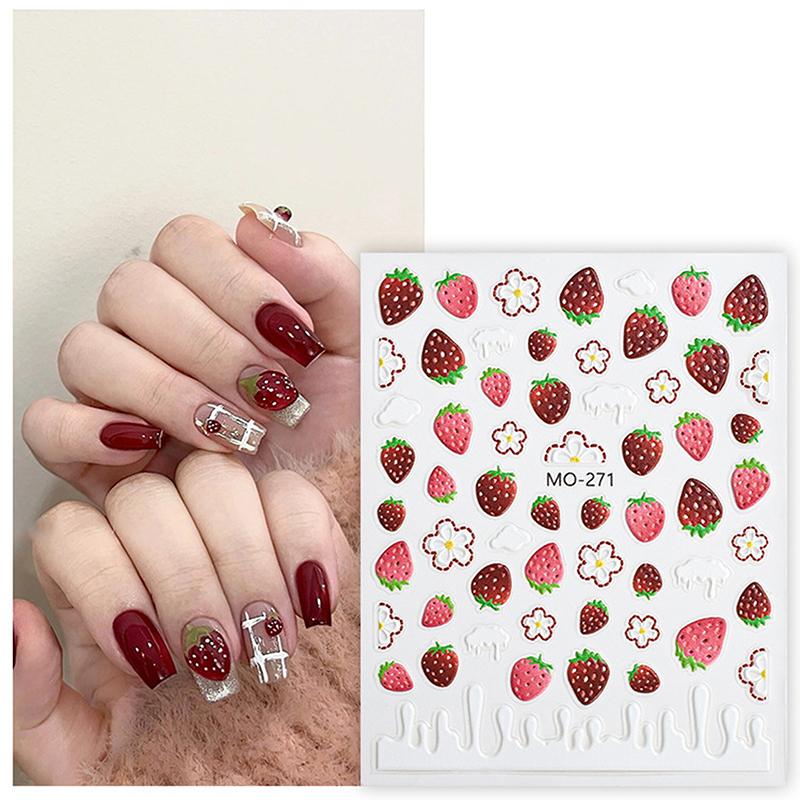 Lemon Cherry Strawberry Diy 5D Soft Embossed Relief Self Adhesive Nail Art Decorations Stickers Decal