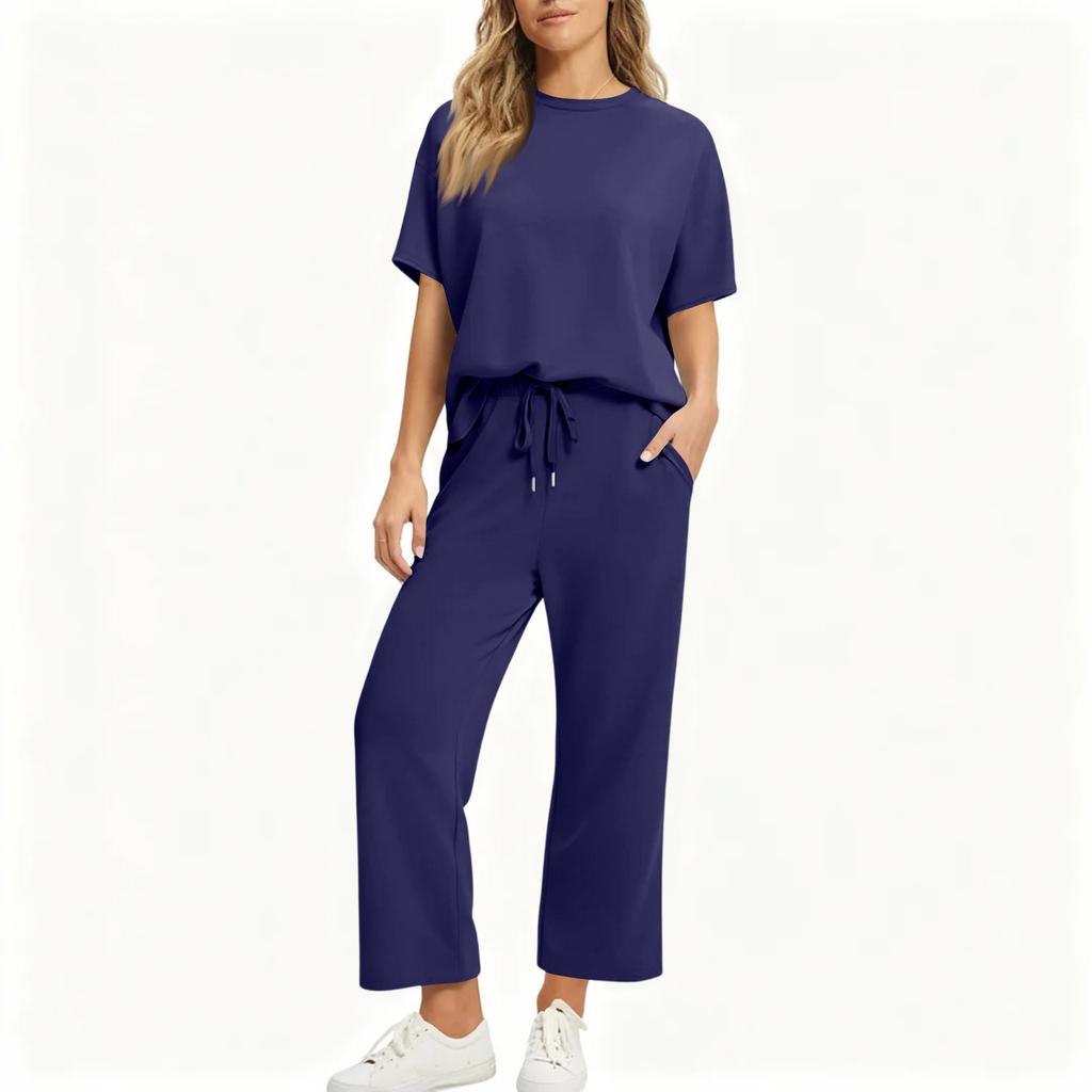 Women's Fashionable Loose Top Casual Two-piece Set