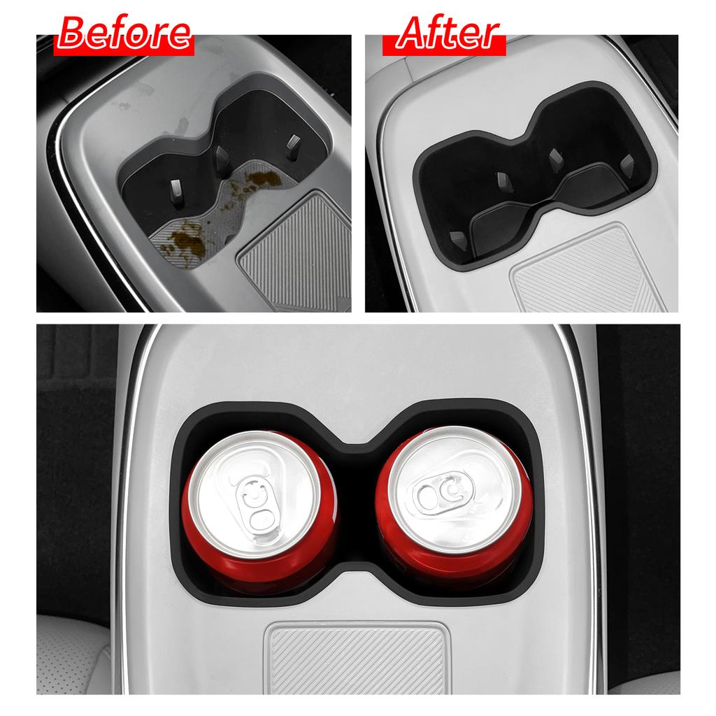 LUCKEASY Left Drive for Xpeng Mona M03 2024 2025 Center Console Cup Holder Mat Insert Anti-Slip Silicone Accessories Black