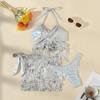 2024 Electric Music Festival Glitter Tassel Swimsuit: Sexy Three-Piece Set for Women.