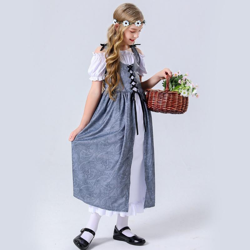 

Средневековое Ренессансное Винтажное Женское Платье Костюм на Хэллоуин Выпускной Вечер Платье для Родителя и Ребенка 150cm