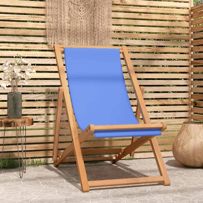 VidaXL Chaise de terrasse Teck 56x105x96 cm Bleu 43803