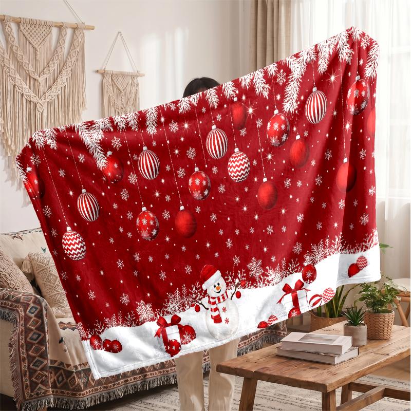 Christmas Flannel Throw Blanket Soft Warm Cozy For Sofa Bed Indoor Home Use Great Holiday Gift