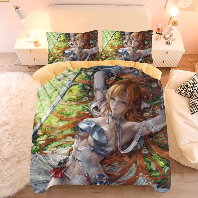 Customized Sexy Anime Pattern Duvet Cover Set Single/twin Size Bedding Set Anime Cartoon Print Quilt Cover Set 3pcs