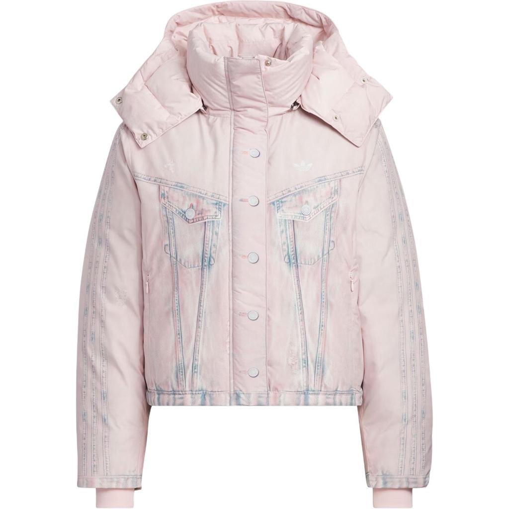 Adidas Originals FW25 FK Denim Crop Warm Sports Zip Long Sleeve Down Jacket Women Jackets KC2635