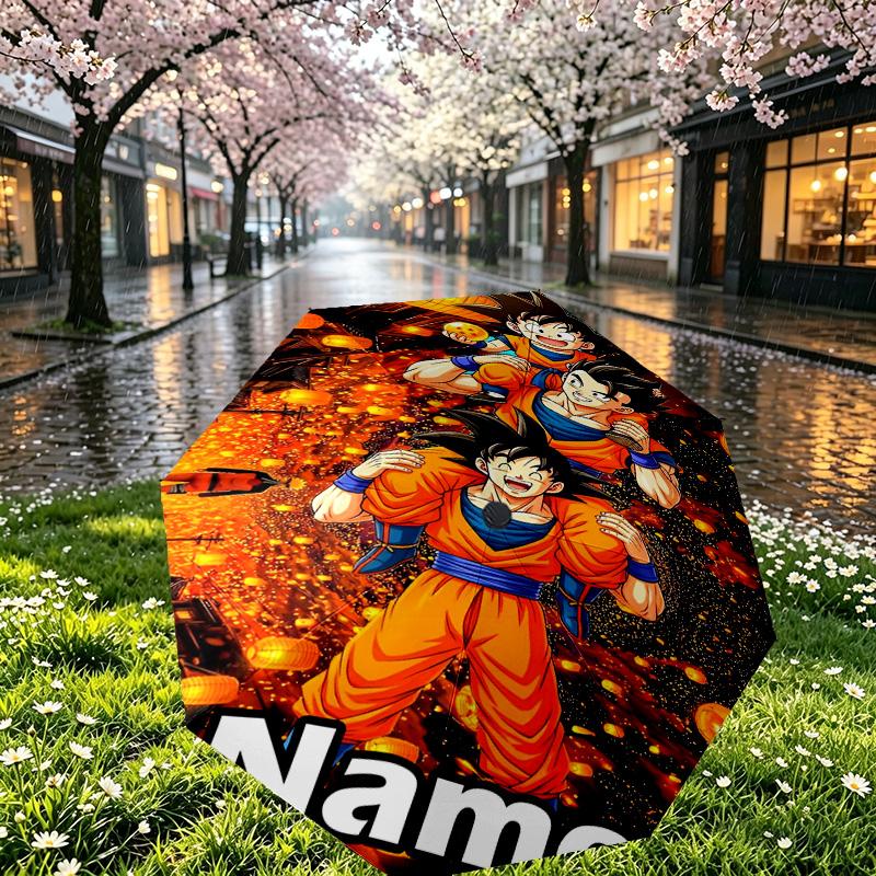 Parapluie Personnalisé Nom Personnalisé Imprimé DRAGON BALL, Ouverture/Fermeture Automatique, Structure Robuste à 8 Baleines, Utilisation Quotidienne, Camping, Randonnée, Cadeau d'Anniversaire