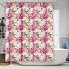 Pink And White Flower Print Shower Curtain Fabric Bath Decor Modern Bathroom Curtains For Home Decoration (180X240Cm)